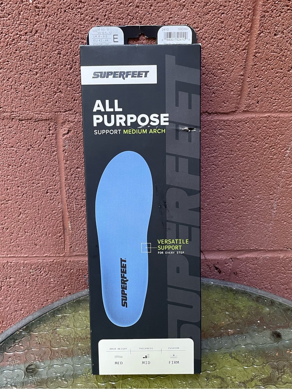 New Superfeet Blue All-Purpose Support Medium Arch Insoles Size E Men’s 9.5-11
